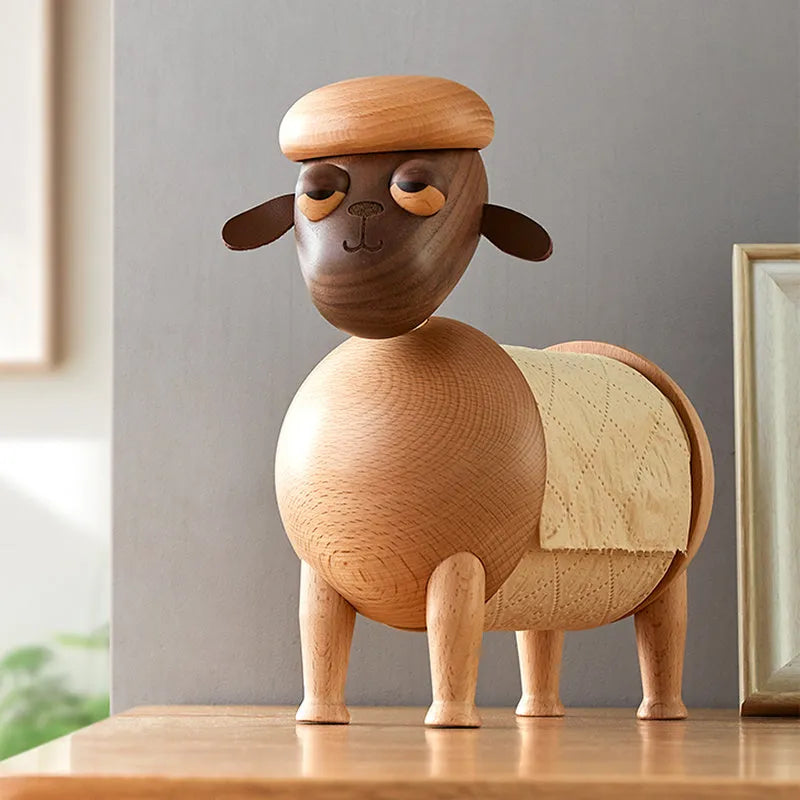 Solid wood tissue holder with perforated free design in Nordic style for table use