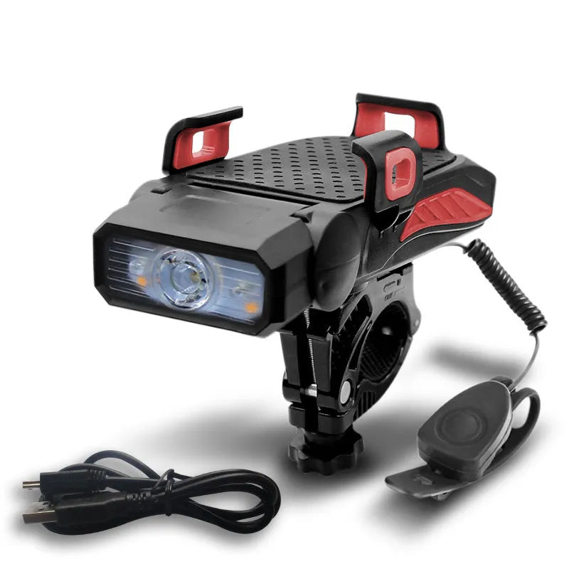 Rechargeable bicycle light with LED glare flashlight mounted on handlebars