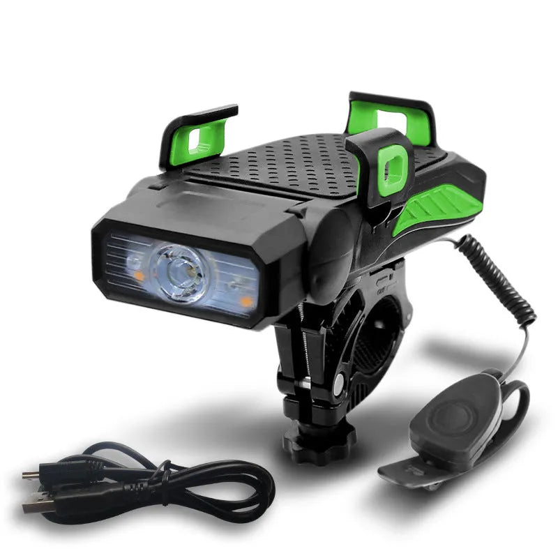Rechargeable bicycle light with LED glare flashlight mounted on handlebars