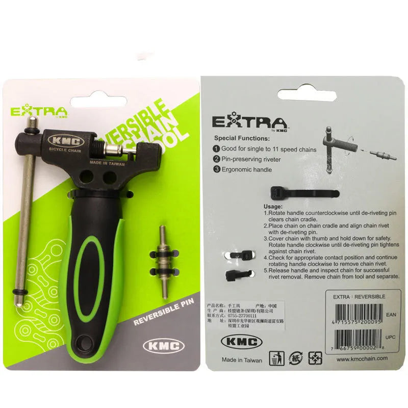 Green steel bicycle chain cutter with double shaft chaining device for manual chain repairs