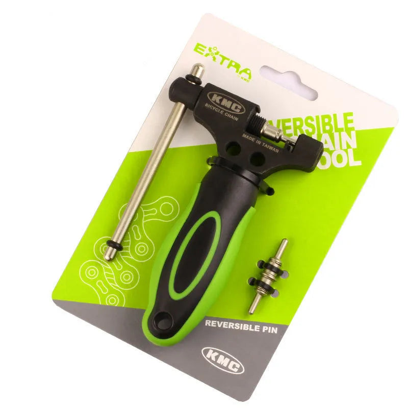 Green steel bicycle chain cutter with double shaft chaining device for manual chain repairs