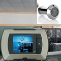 LCD digital door peephole viewer with indoor monitor and outdoor camera for wireless home security.
