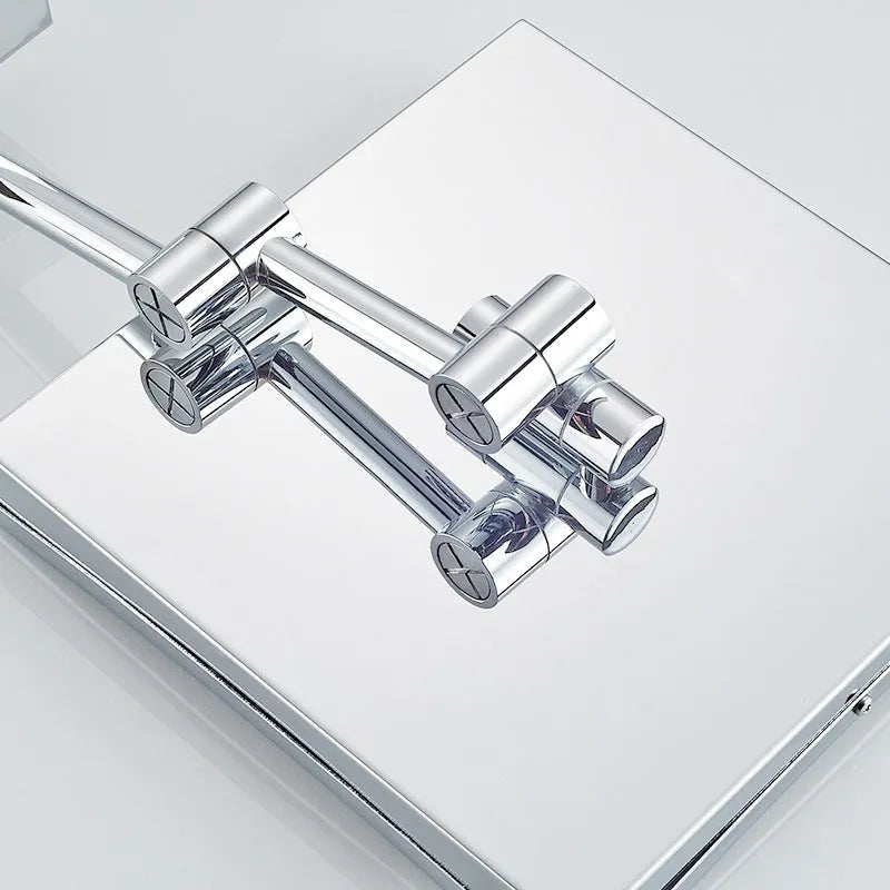 8.5 inch stainless steel folding bathroom mirror lamp with silver mirror lens and integrated lighting
