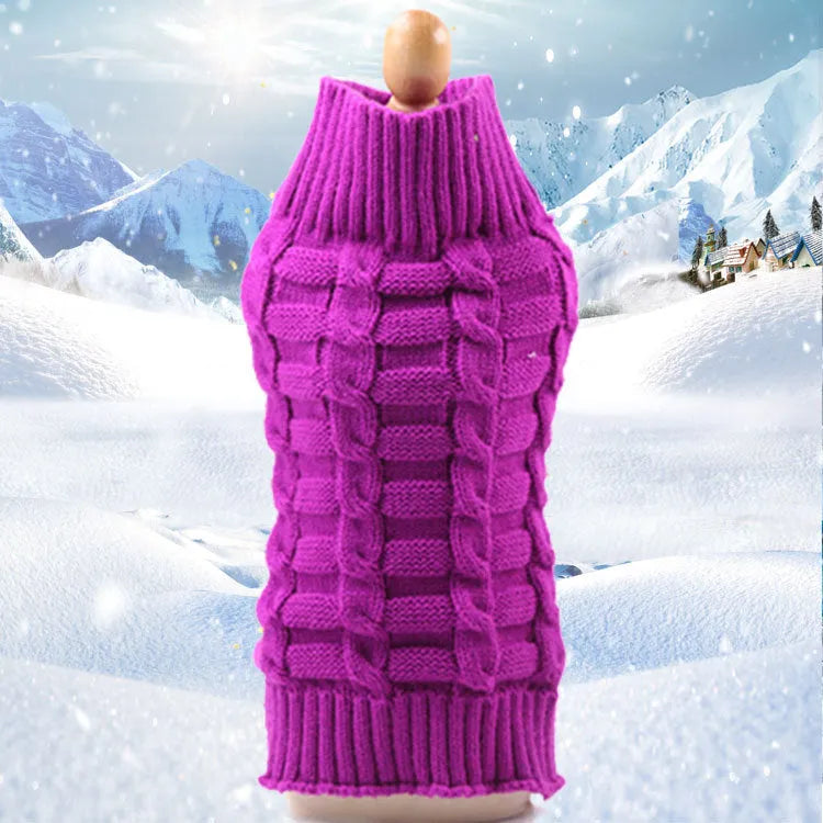 Cashmere twisted rope pattern pet sweater for dogs in wool material showing colour options