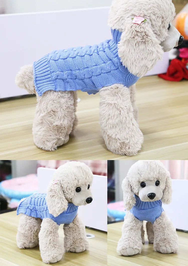 Cashmere twisted rope pattern pet sweater for dogs in wool material showing colour options