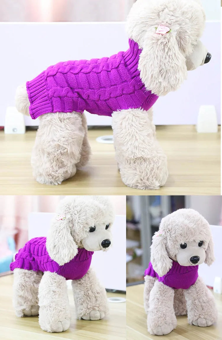 Cashmere twisted rope pattern pet sweater for dogs in wool material showing colour options