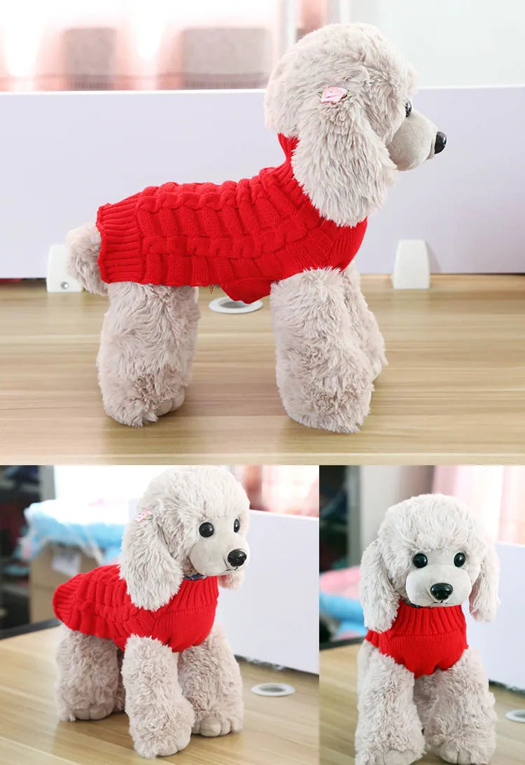 Cashmere twisted rope pattern pet sweater for dogs in wool material showing colour options