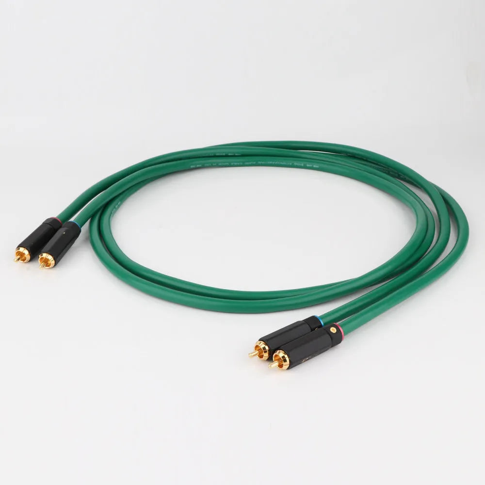 Silver-plated 4-core shielded RCA audio interconnect cable with Lotus plugs in various lengths