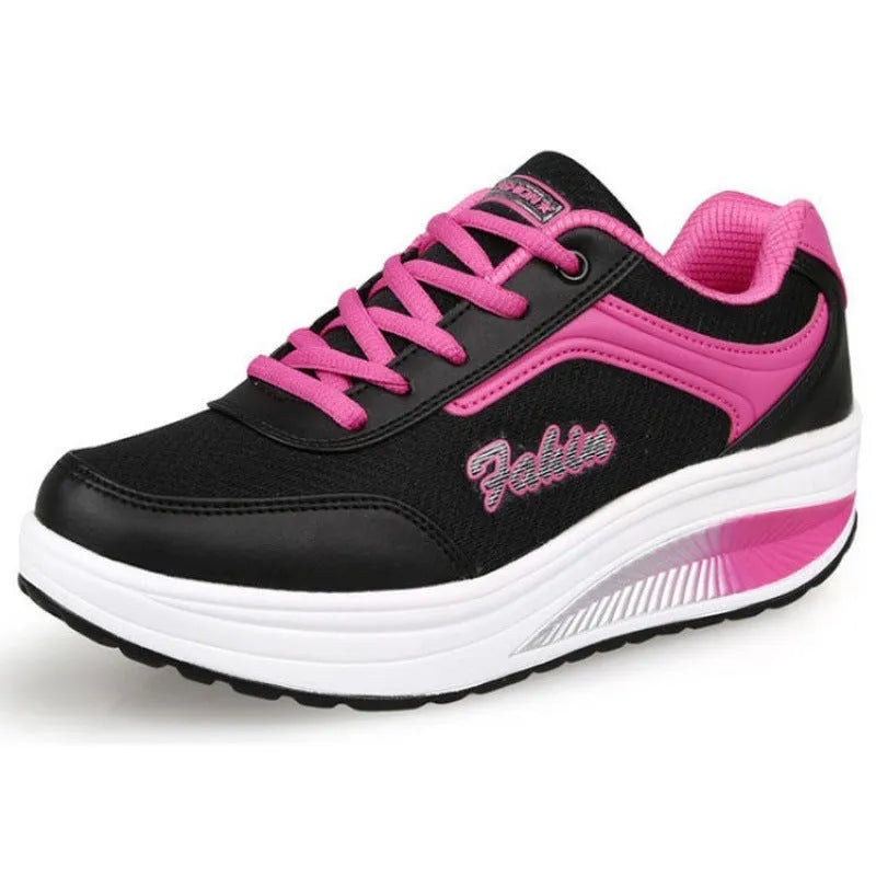 Women's low-heel sports shoe in a selection of colours including grey powder and yellow.
