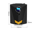 Black 12V single cylinder digital tyre inflator with pressure gauge and automatic charging displayed on dark surface