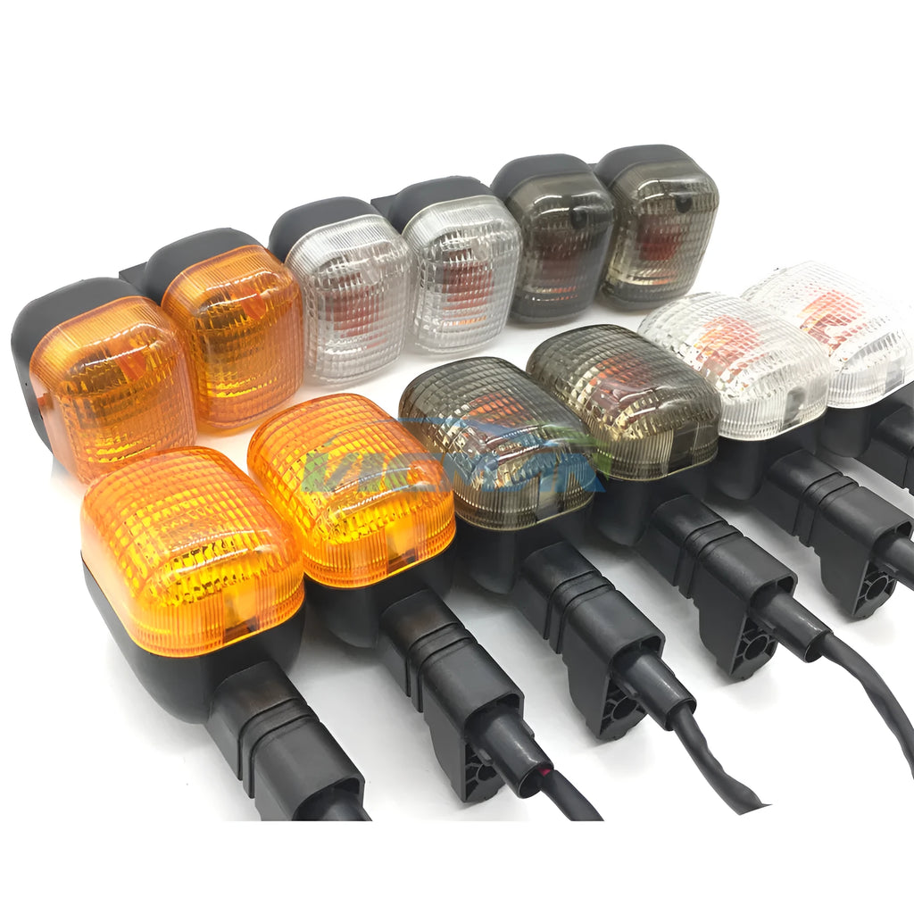 BWS100 motorcycle turn signal light for BWS series, shown in soot, transparent or yellow with headlight or rear light style options