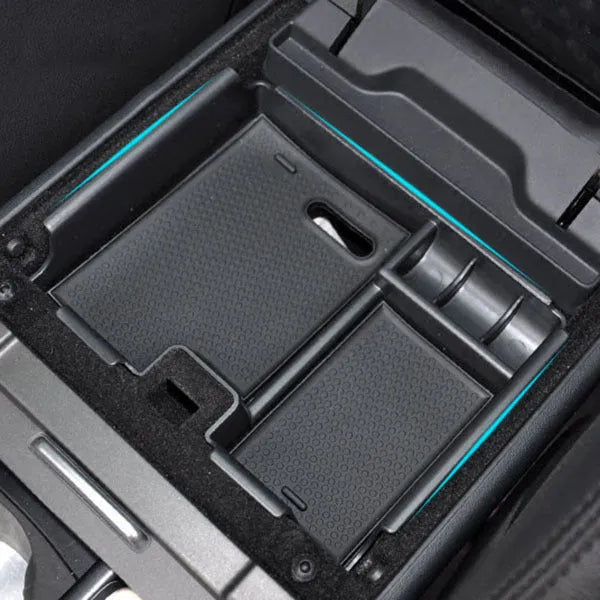 Forx center console organizer tray for Range Rover Evoque armrest, ABS plastic storage box, black
