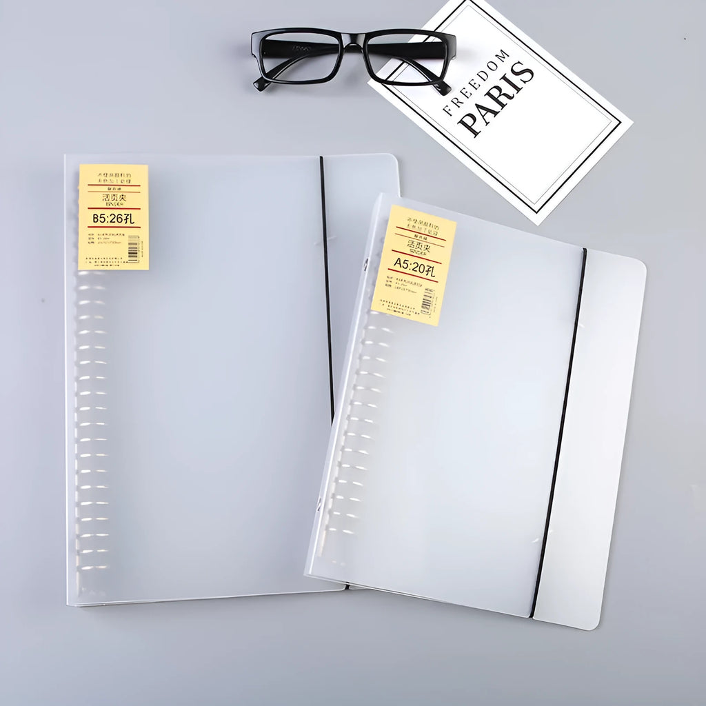 A5 loose-leaf notebook binder with 26-hole horizontal loop design in two size options