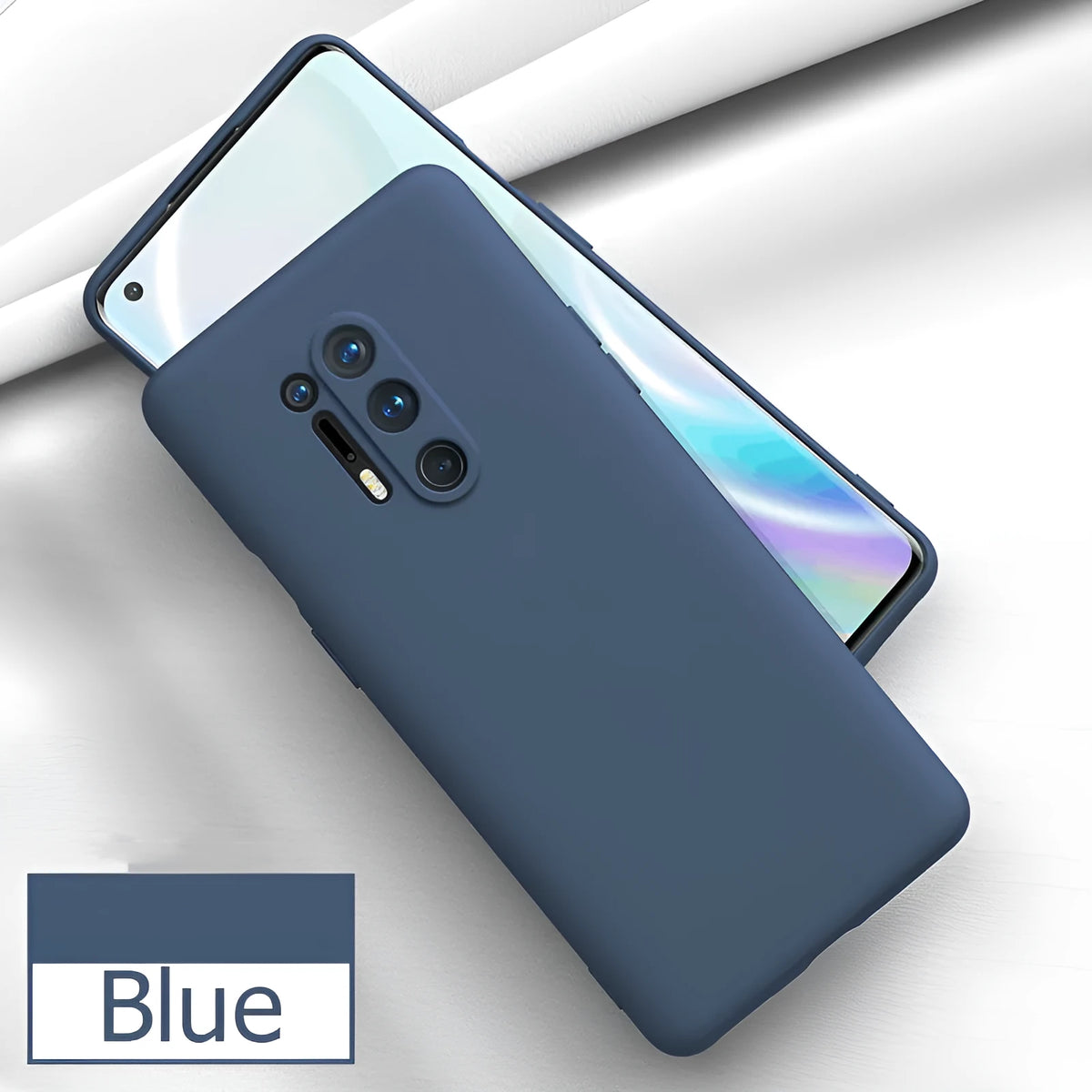 Soft PU leather back cover phone case for OnePlus 8 Pro in black, blue, green, grey or red