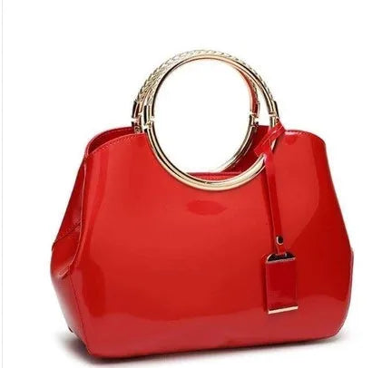 Polyester ladies evening handbag with card slots showing black, red, white, pink colour options