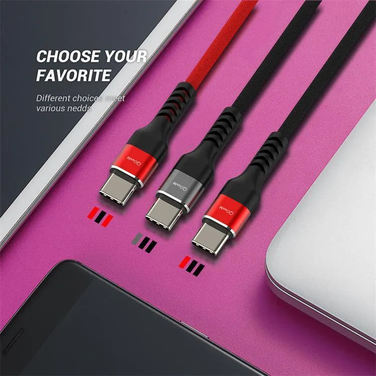 USB A to Type-C fast charging data cable for Android phones in black and red colour options