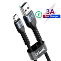 USB A to Type-C fast charging data cable for Android phones in black and red colour options