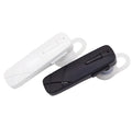 Black and white wireless Bluetooth stereo headset with earplug design showing multipoint connection capability