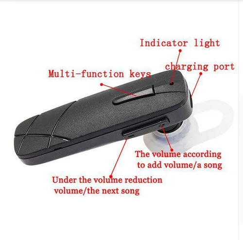 Black and white wireless Bluetooth stereo headset with earplug design showing multipoint connection capability