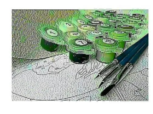 DIY digital painting kit with apple and chardonnay pattern on linen canvas, includes brushes and paints.