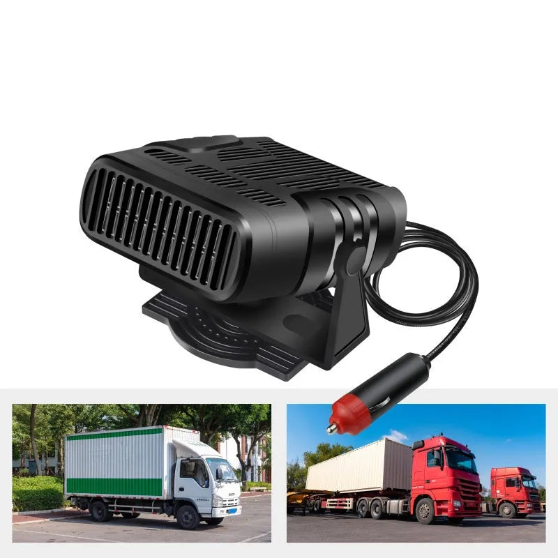 Black multifunctional purifier car heater with ABS body and compact design, 10 by 7.2 cm