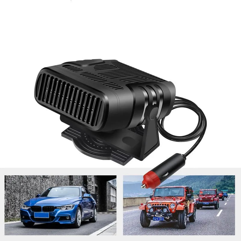 Black multifunctional purifier car heater with ABS body and compact design, 10 by 7.2 cm