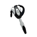 A single-ear Bluetooth headset in a choice of black, blue, red, silver, or white colours, showing a hanging ear design.