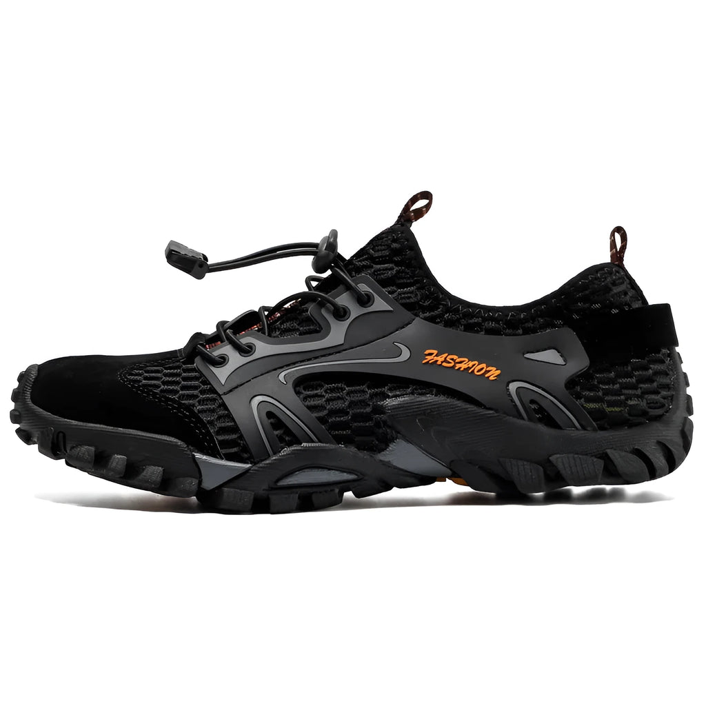 Men's five finger upstream swimming beach shoes in black, quick-drying, non-slip, lightweight, sizes 37-50