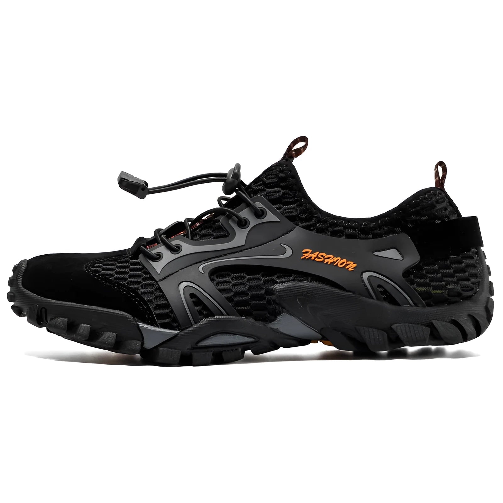 Men's five finger upstream swimming beach shoes in black, quick-drying, non-slip, lightweight, sizes 37-50