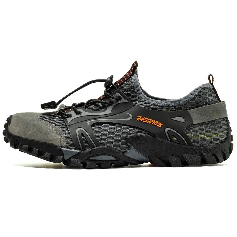 Men's five finger upstream swimming beach shoes in black, quick-drying, non-slip, lightweight, sizes 37-50
