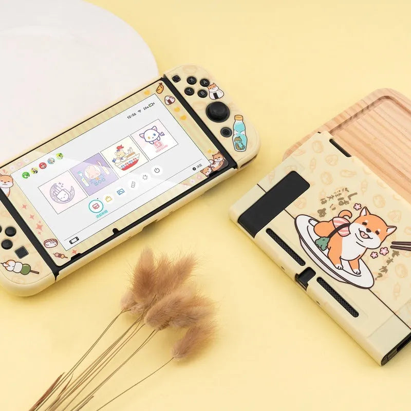 Nintendo Switch Lite hard PC protective shell case with silicone grip housing in sea otter design