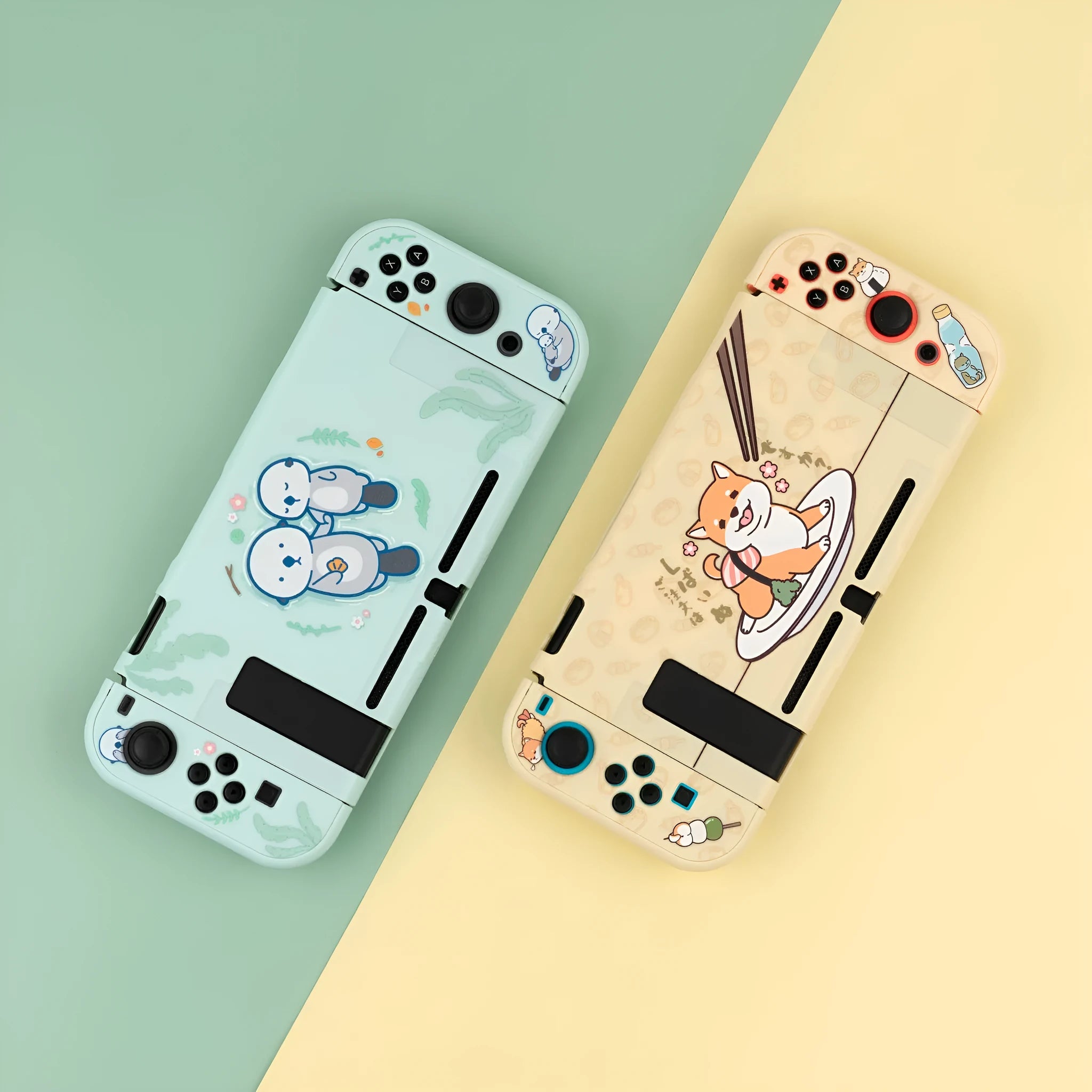 Nintendo Switch Lite hard PC protective shell case with silicone grip housing in sea otter design