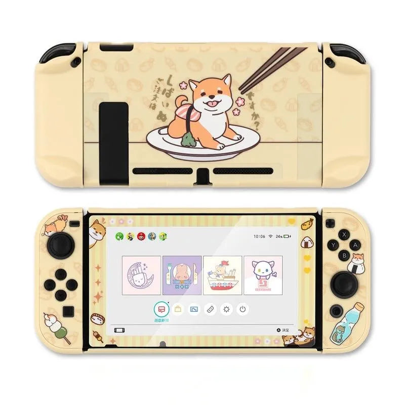 Nintendo Switch Lite hard PC protective shell case with silicone grip housing in sea otter design