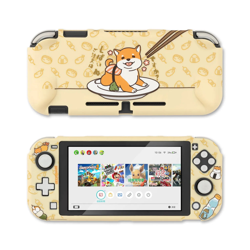 Nintendo Switch Lite hard PC protective shell case with silicone grip housing in sea otter design