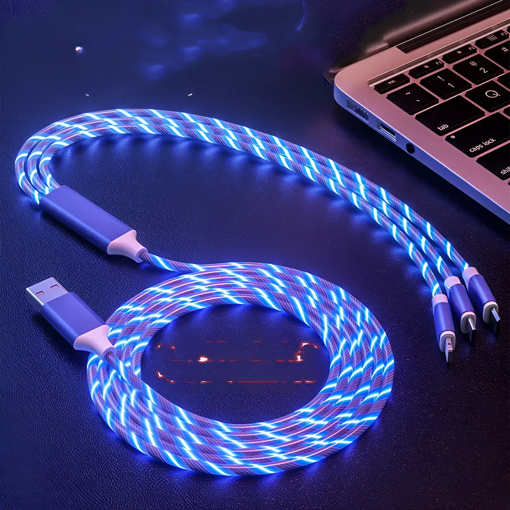 One For Three Streamer Data Cable with colourful USB streamers and 1.25m length