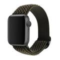 Braided nylon elastic Apple Watch strap in wave pattern, shown in Lilac colour on a wrist.