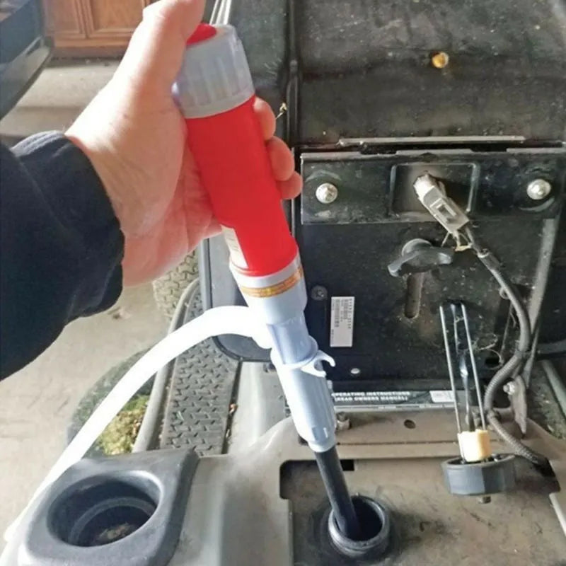 Blue manual hand pump for fuel transfer with suction tube