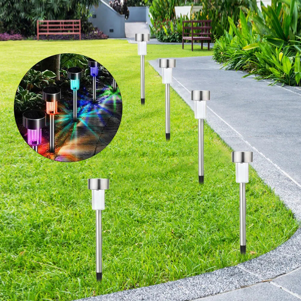 Stainless steel solar garden light with pastoral design and solar panel