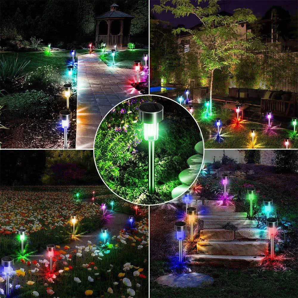 Stainless steel solar garden light with pastoral design and solar panel