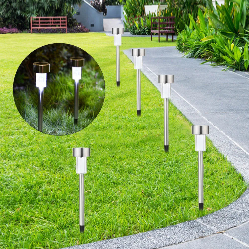 Stainless steel solar garden light with pastoral design and solar panel