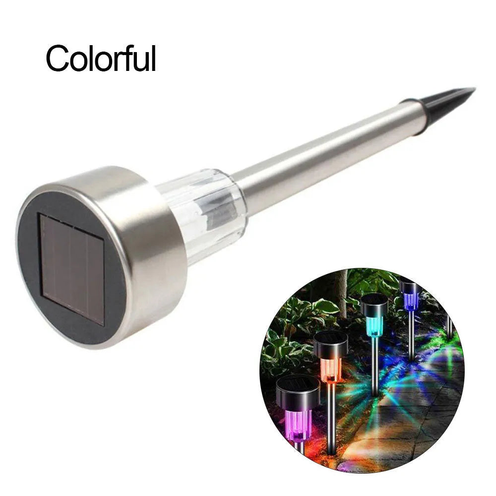 Stainless steel solar garden light with pastoral design and solar panel