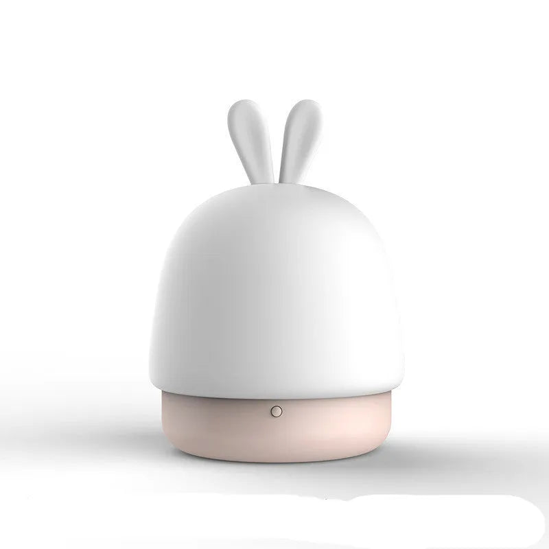 Silicone LED pat light in small rabbit or dumpling style with warm white light, pink blue or white colour