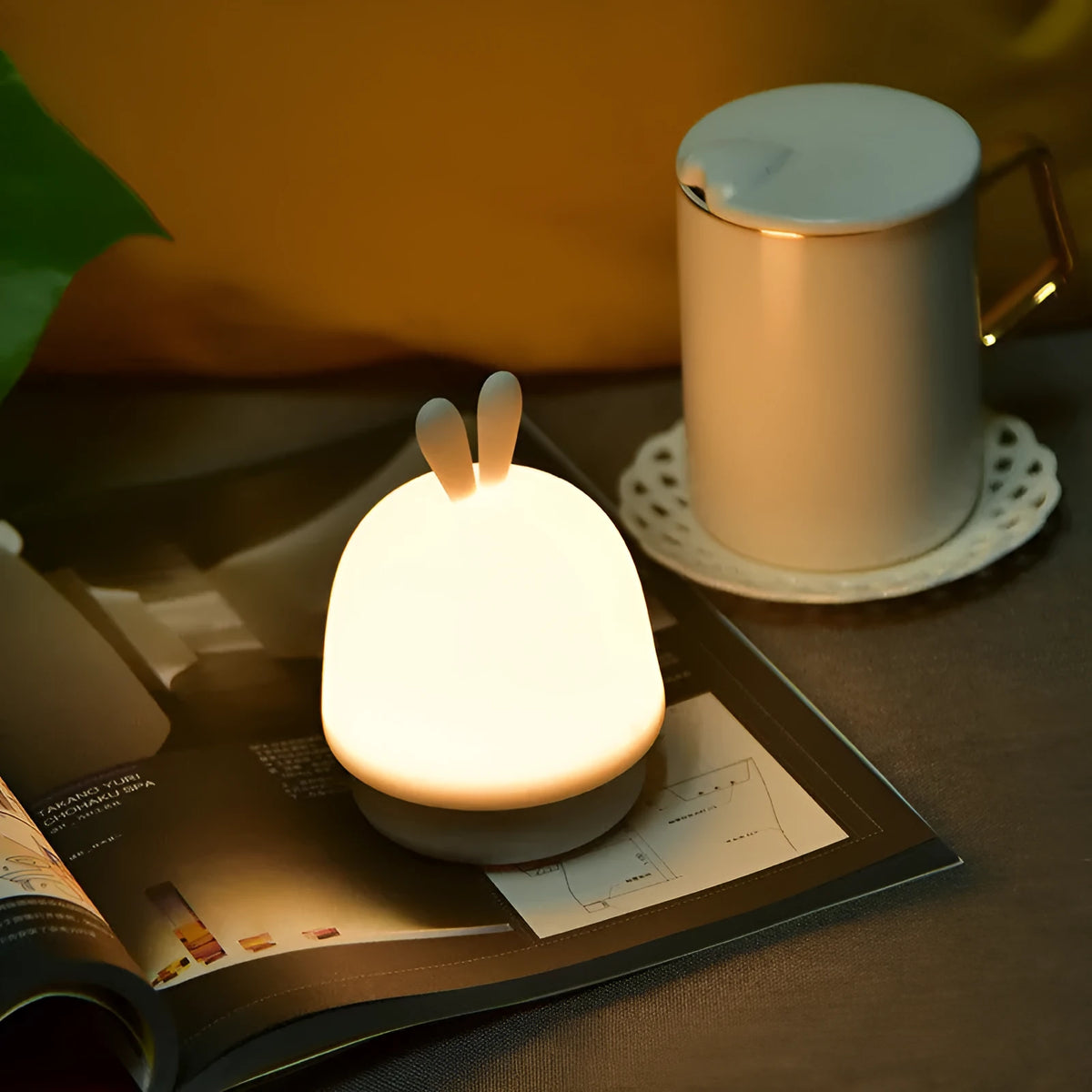Silicone LED pat light in small rabbit or dumpling style with warm white light, pink blue or white colour