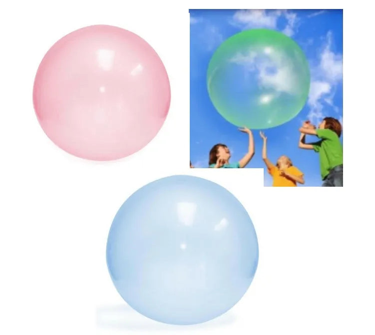 Inflatable TPR bouncy ball in pink, yellow, green, and blue colours with size options from 40 cm to 120 cm diameter