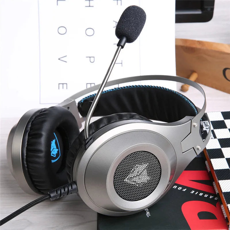 Black wired USB over-ear computer headset with microphone for PC desktop and notebook use