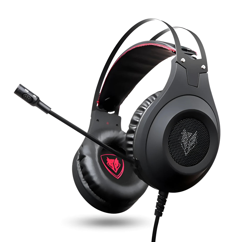 Black wired USB over-ear computer headset with microphone for PC desktop and notebook use