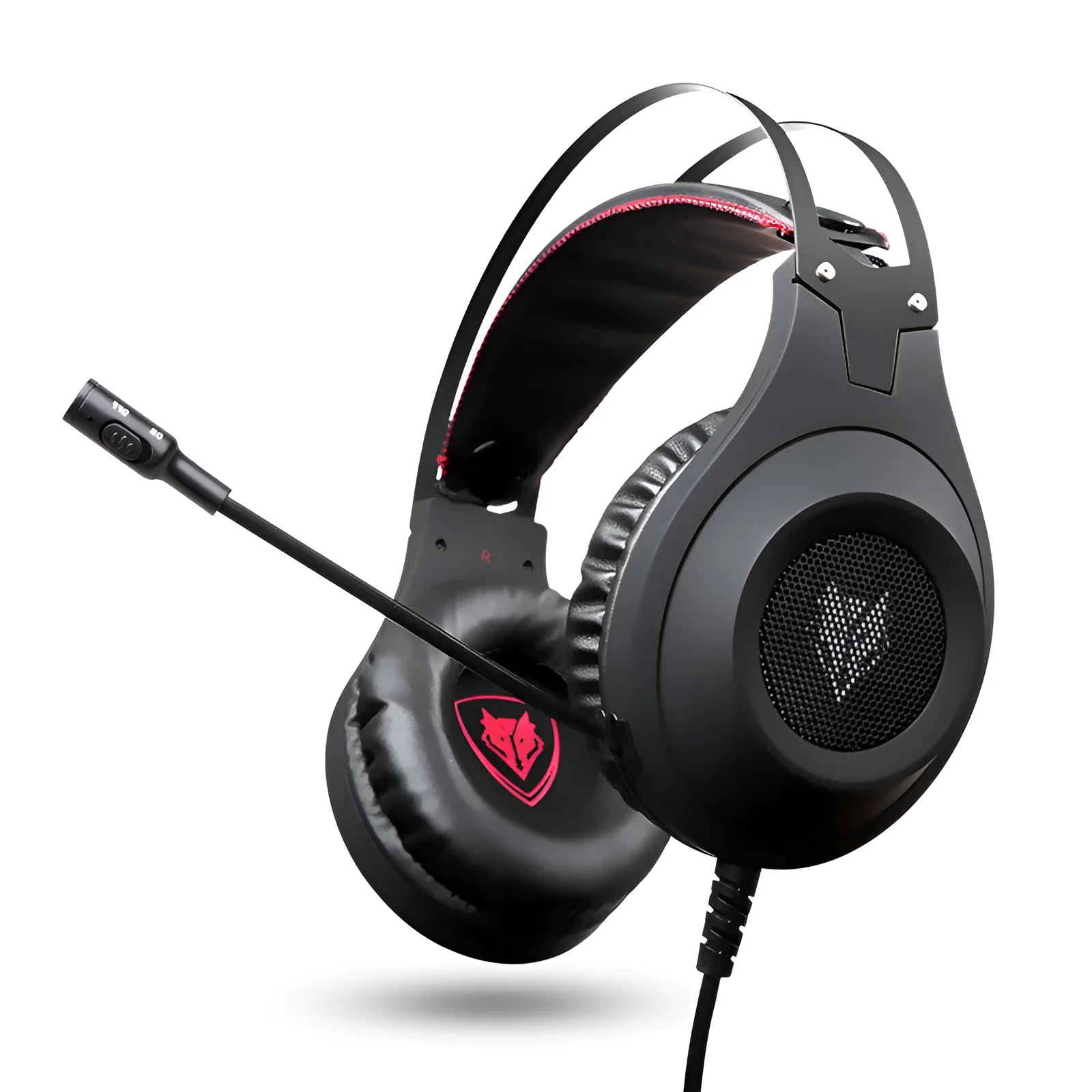 Black wired USB over-ear computer headset with microphone for PC desktop and notebook use