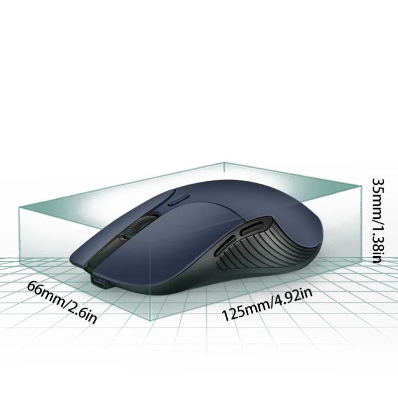Blue Smart Voice Mouse 2.4G wireless with voice control button on a desk.