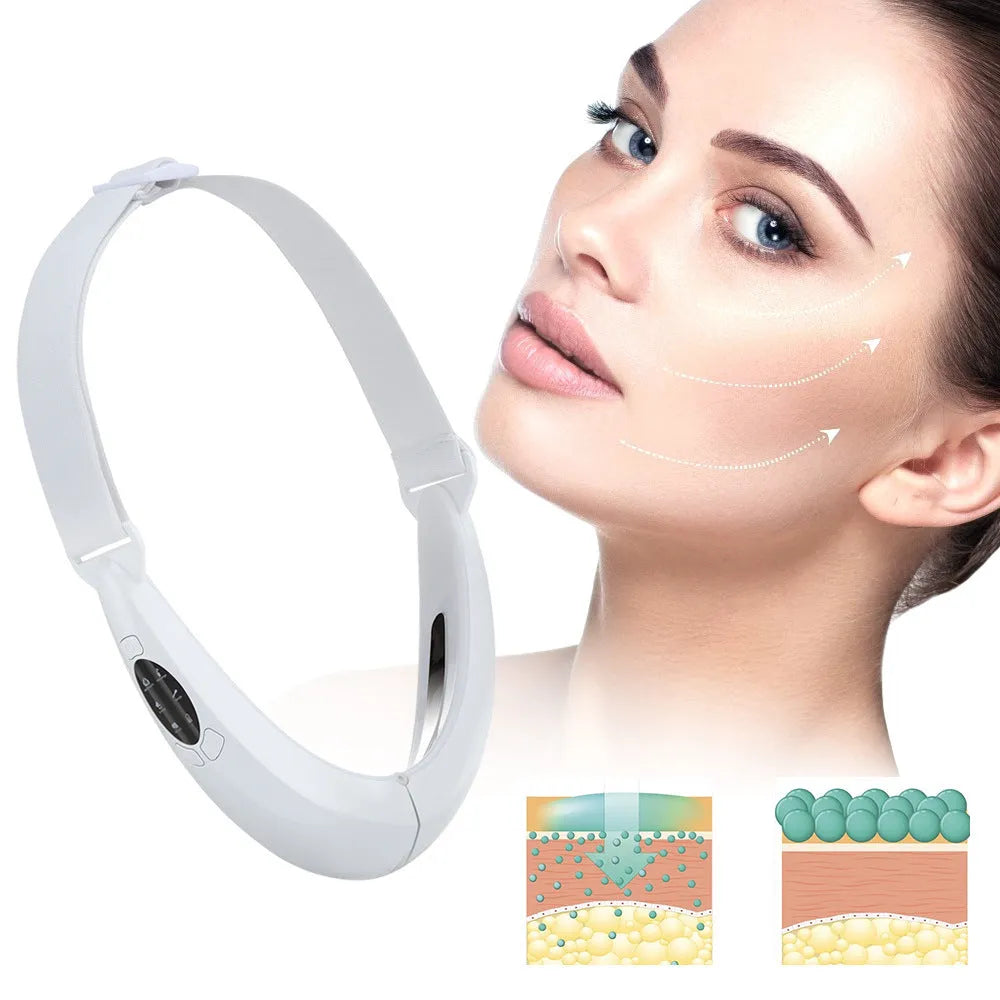 White ABS plastic facial lifting device with red and blue light therapy functions