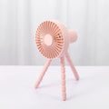 Small adjustable tripod desktop fan with bendable head on octopus stand, shown in white colour.